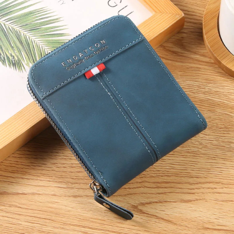 Vintage Credit Card Holder Men Wallets Business Short Coin Purse Zipper Hand Money Bag Bank Cardholder Case Small Male Walet