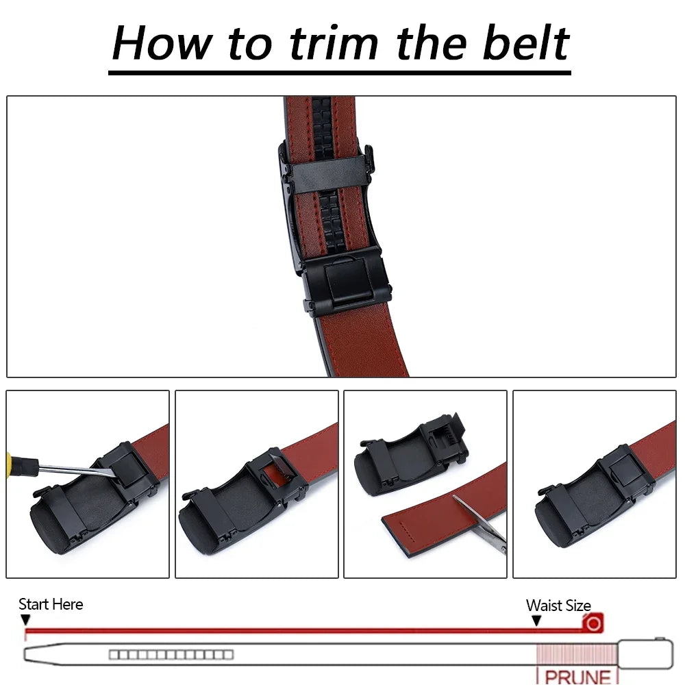 Men Belts Leather Waist Strap Male Automatic Buckle Waistband Mens High Quality Girdle Belts for Women Men Gifts 105 115 125cm