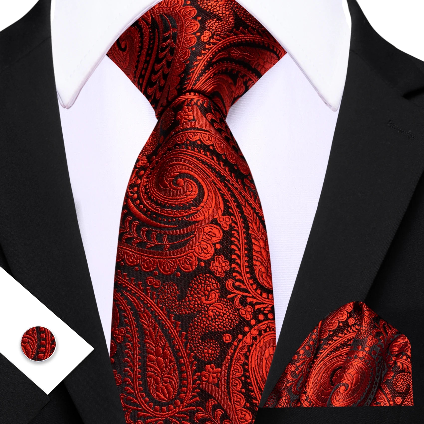 Barry.Wang Jacquard Bright Red Men&
