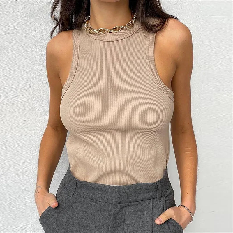 Tank Tops Women Yellow Casual Vest Sleeveless Camis Shoulder Women&