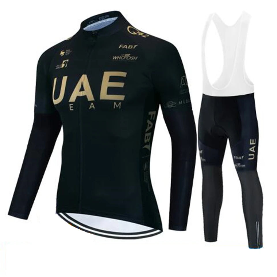 2026 UAE Team Autumn Long Sleeve Cycling Jersey Set Bib Pants Ropa Ciclismo Clothing Bike Uniform Men Bicycle Clothes Mailllot