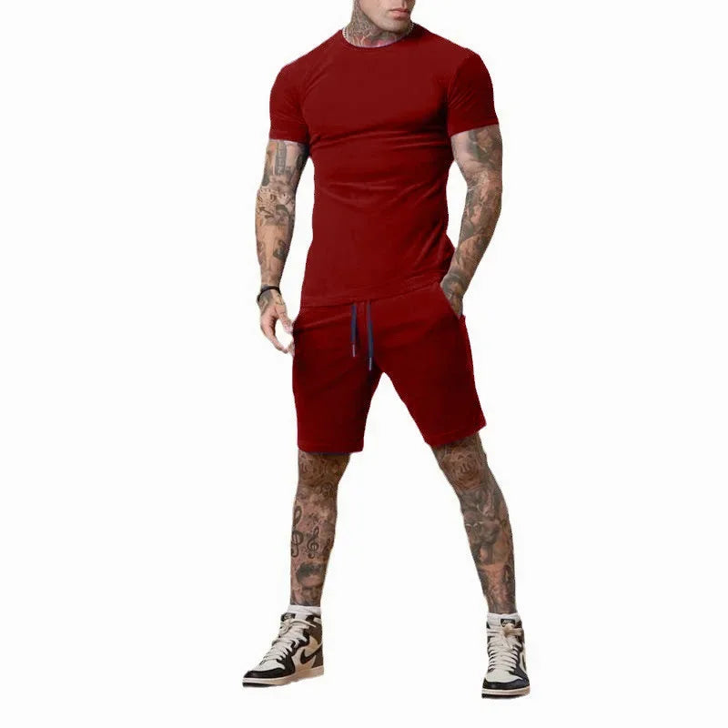 Casual summer outdoor sportswear set for men breathable T-shirt and shorts casual and fashionable two-piece sportswear
