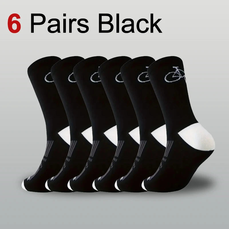 1/6 Pairs Men Women Outdoor Sports Cycling Socks Fashionable Prints Soft Comfortable Sweat Wicking Breathable Running Socks