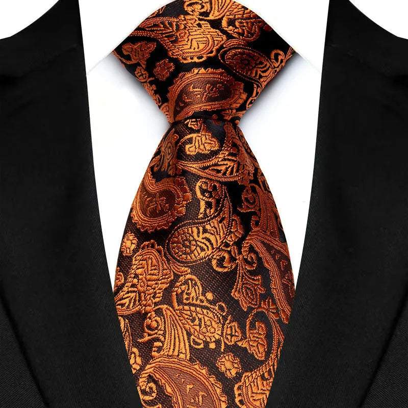Luxury 8CM Mens Ties Solid Paisley Classic Business Necktie Jacquard Woven Neck ties For Men Groom Wedding Business Party