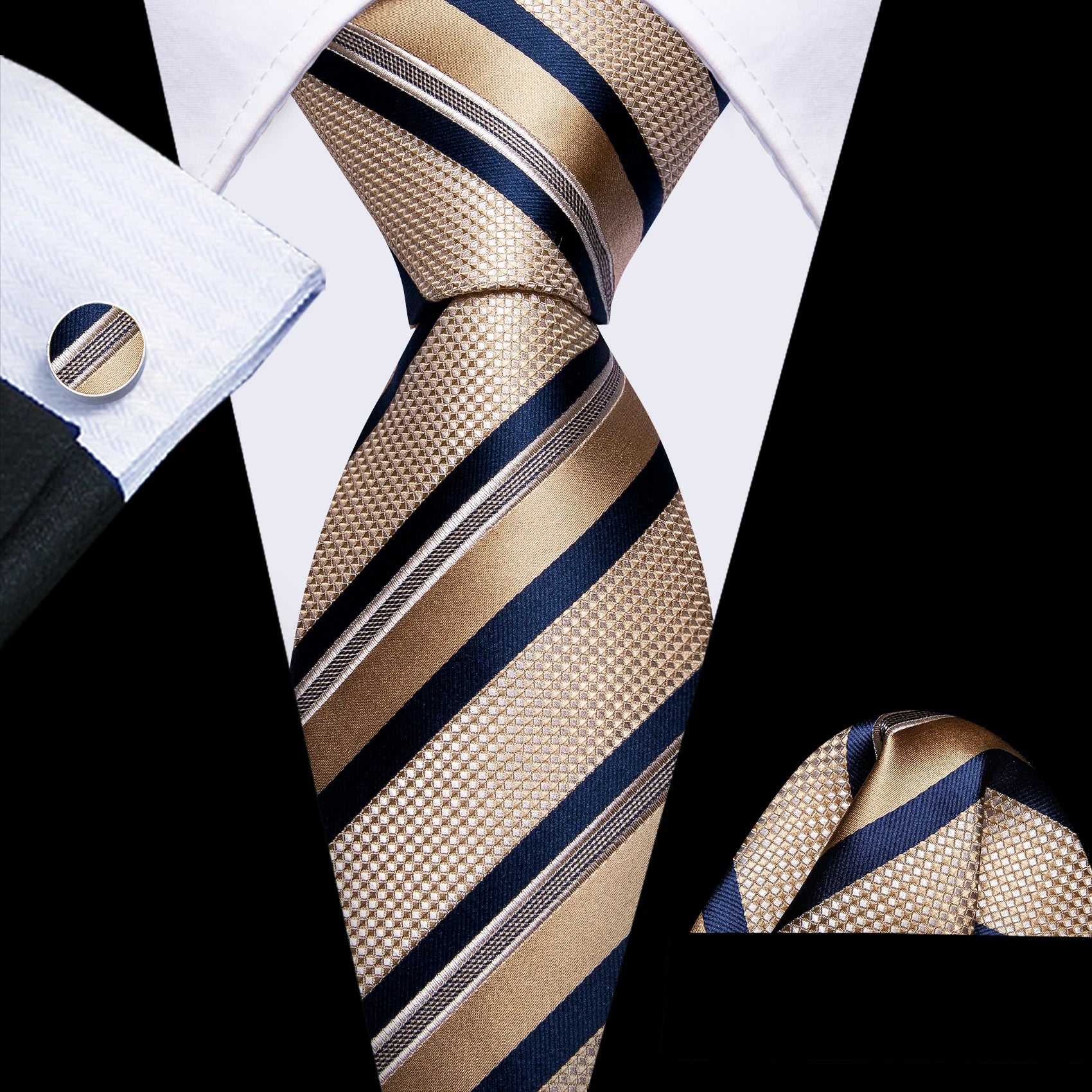 Barry.Wang Jacquard Brown & Gold Men&