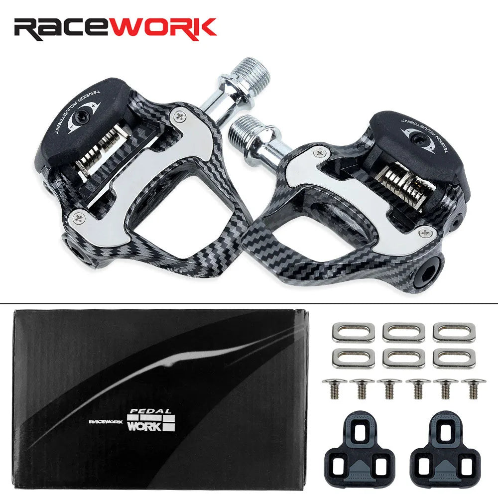 RACEWORK R358 Self-locking Pedals For Road Bikes For LOOK SPD Nylon Made Of Carbon Fiber