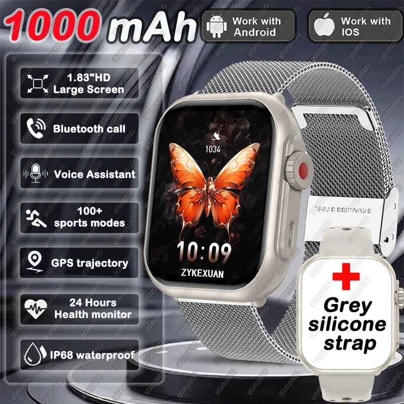 2025 New For Xiaomi Smart Watch Men Women 1.85-Inch HD AMOLED Full Touch Screen IP68 Waterproof Bluetooth Call SmartWatch Man
