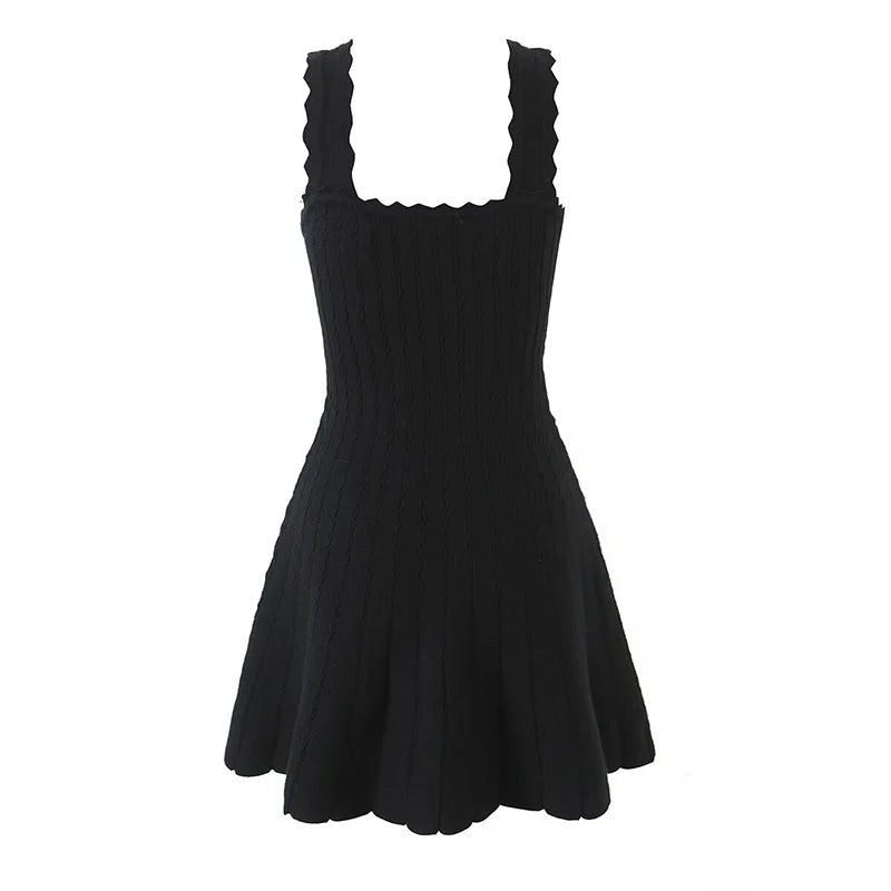 YENKYE 2025 Women O Neck Sleeveless A-line Slim Knit Dresses Casual Autumn Tank Mini Dress
