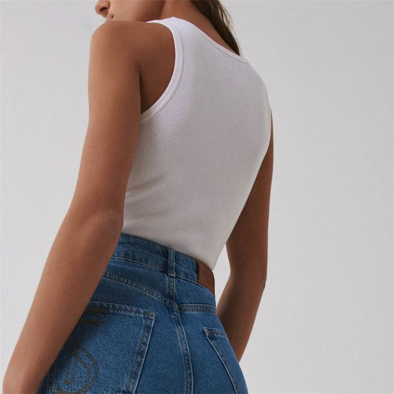 Tank Tops Women Yellow Casual Vest Sleeveless Camis Shoulder Women&