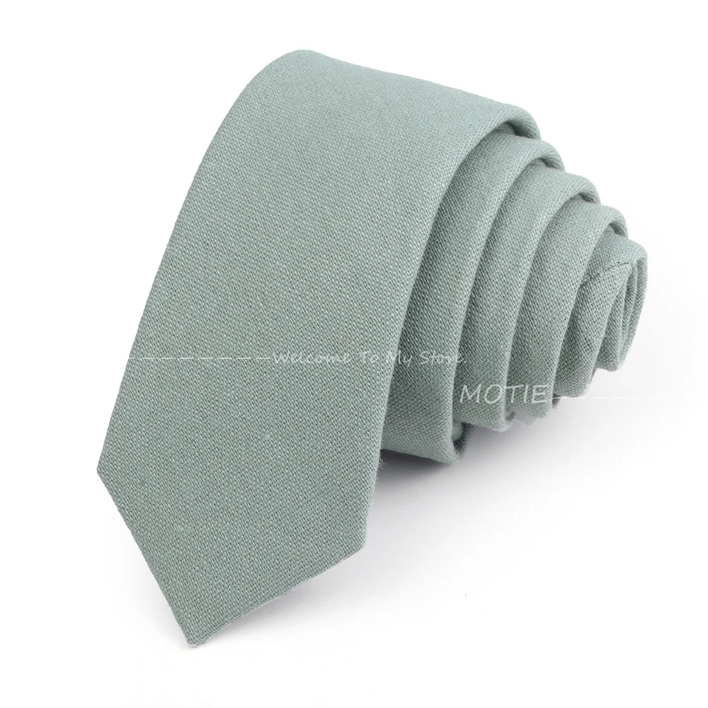 Mens Ties 6cm Classic Cotton Handmade Skinny Neck Ties For Men Soild Color Narrow Collar Slim Orange Grey Blue Tie Casual Tie