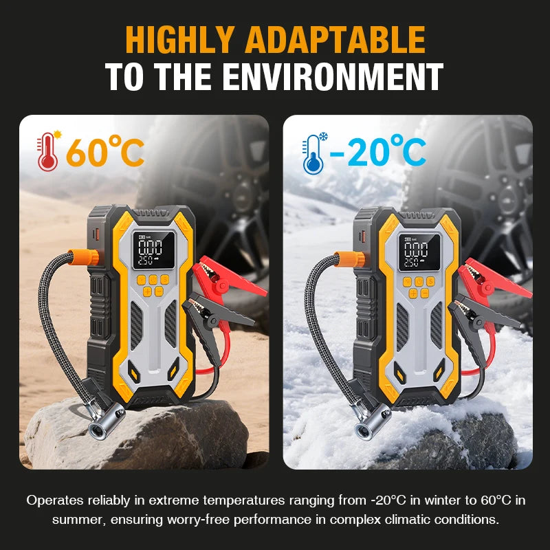 Jump Starter with Air Compressor 7000A Portable Car Battery Booster (9.0 Gas/6.5L Diesel) with 160PSI Auto-Shutoff Tire Inflator