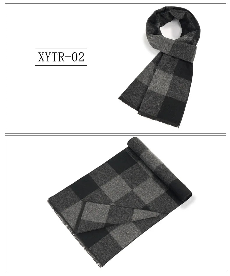 Classic Brand Scarfs for Men Thick Imitation Cashmere Shawl Scarves Winter Warm Business Muffler Scarves Long Wrap