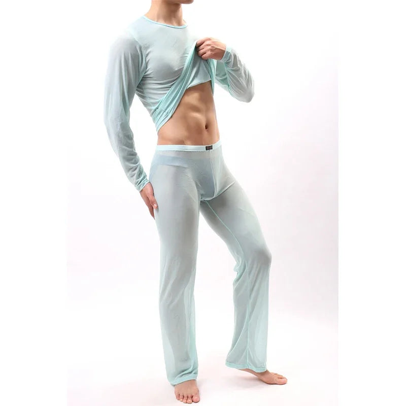 Men Long Johns Underwear Thermal Underwear Ultra-thin Tops and Pants Set Premium Quality Soft Loose Casual Long Johns