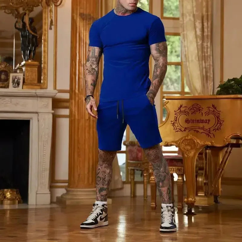 Casual summer outdoor sportswear set for men breathable T-shirt and shorts casual and fashionable two-piece sportswear
