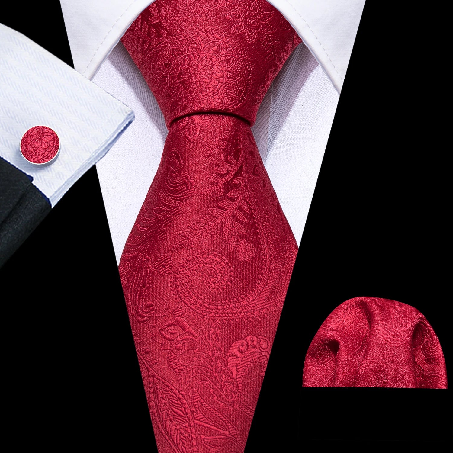 Barry.Wang Jacquard Bright Red Men&