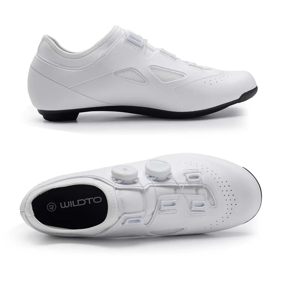 WILDTO Cycling Shoes Mens Road Bike Shoes Flat Speed New Hardness9 Glass Fiber Professional Cycling Sneakers SPD Cleats Footwear