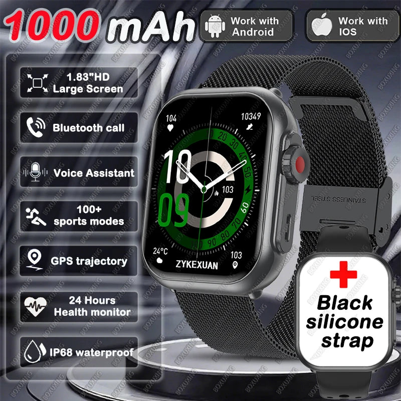 2025 New For Xiaomi Smart Watch Men Women 1.85-Inch HD AMOLED Full Touch Screen IP68 Waterproof Bluetooth Call SmartWatch Man