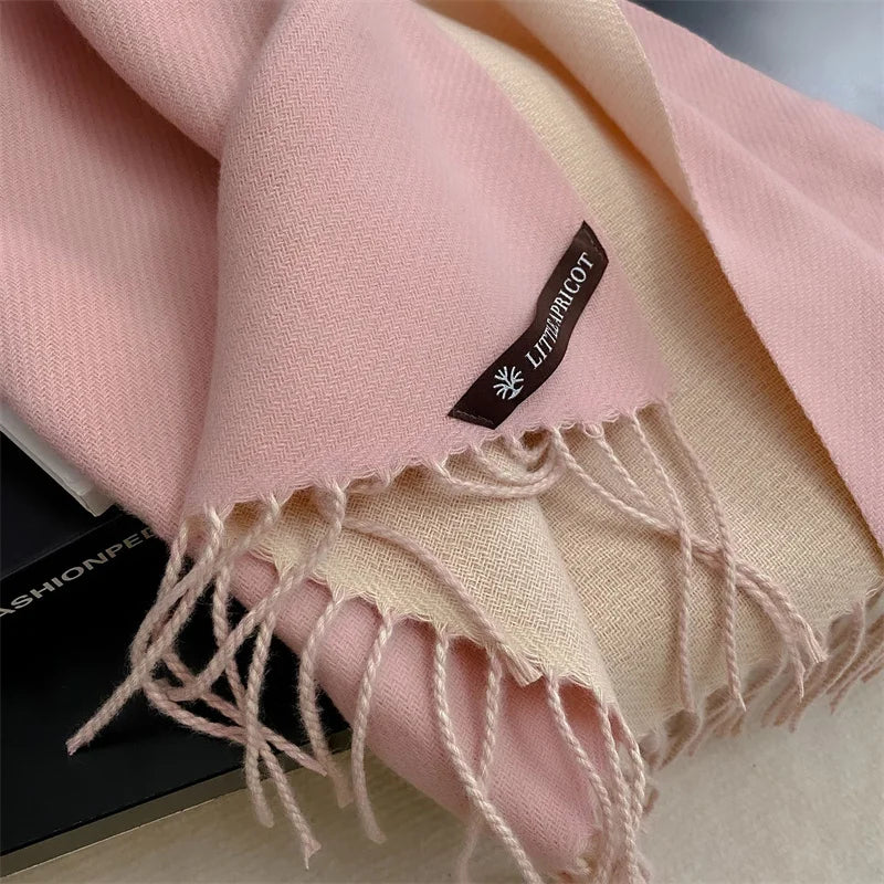 Winter Solid Color Cashmere Like Blanket Women Scarf Designer Thick Warm Pashmina Shawl Wraps With Tassel Poncho Stoles Echarpe