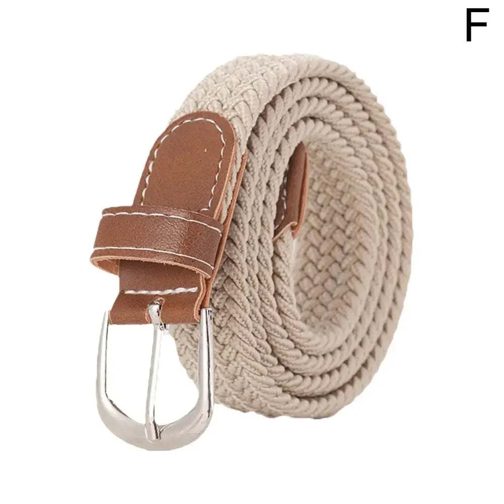 100cm Casual Knitted Pin Buckle Men Belt Woven Canvas Elastic Expandable Braided Stretch Belts For Women Jeans Female Belt