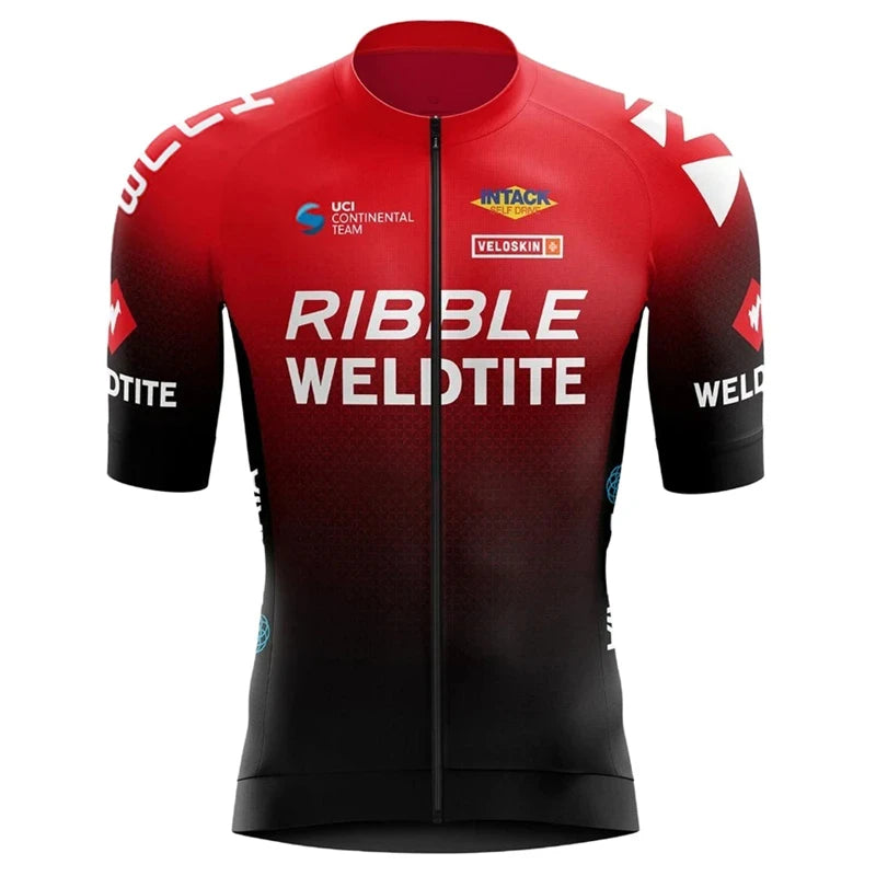 Ribble Weldtite Pro Team Cycling Jersey Set Summer Breathable Bicycle Men&