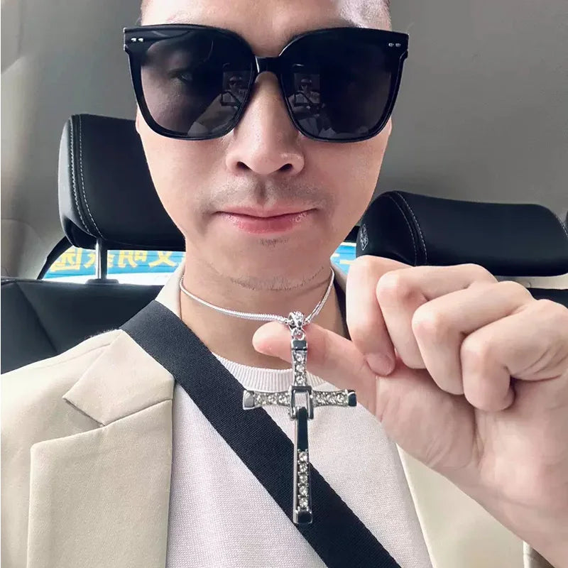 7.8*4.5cm Big Size Alloy Solid Cross Pendant Necklace 60cm Length Stainless Steel Chain Men Women Neck Jewelry Drop Shipping