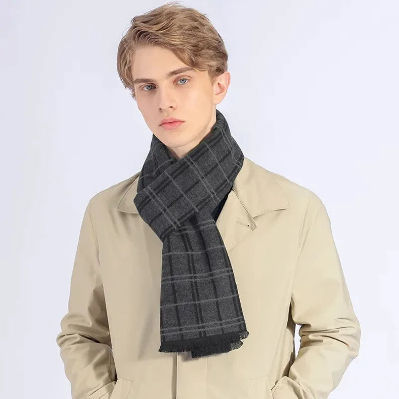 Classic Brand Scarfs for Men Thick Imitation Cashmere Shawl Scarves Winter Warm Business Muffler Scarves Long Wrap