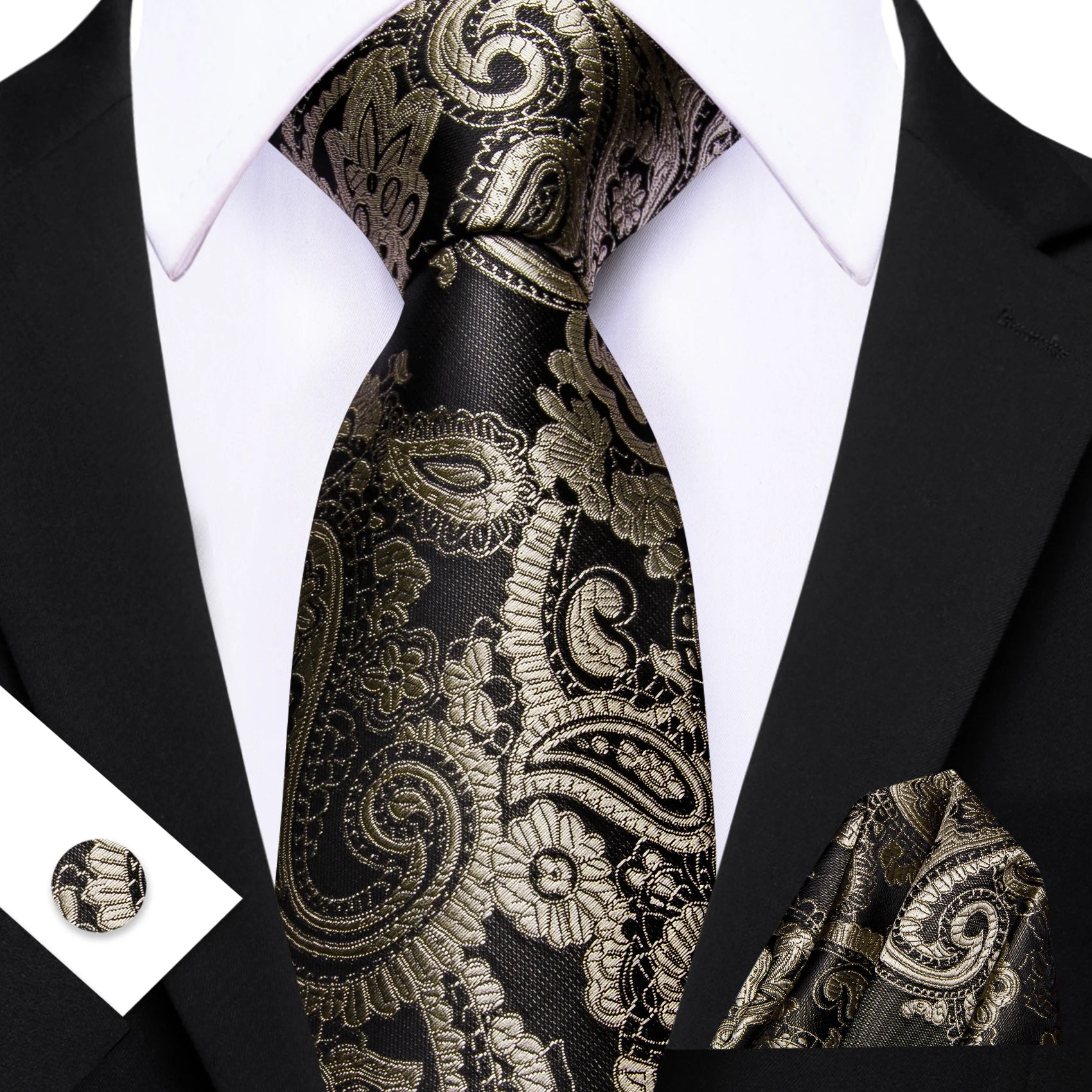 Barry.Wang Jacquard Brown & Gold Men&