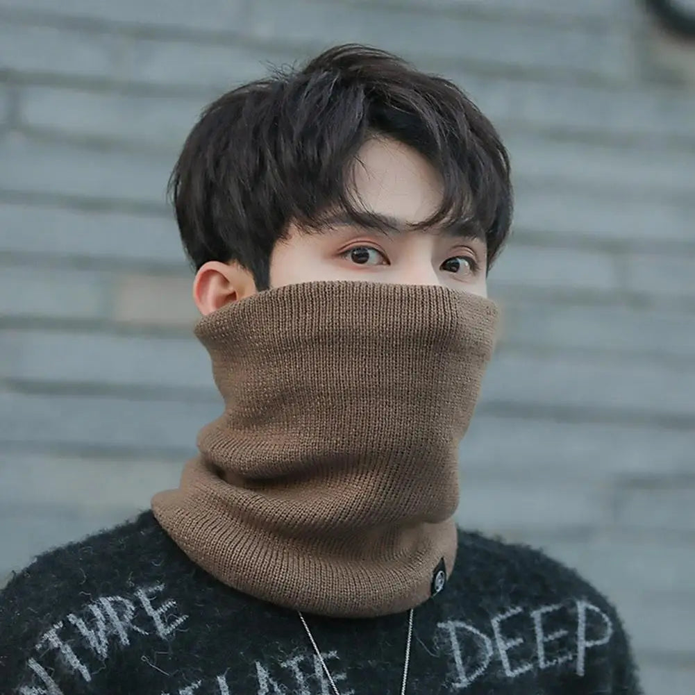 Fashion Women Knitted Scarf Solid Cashmer Like Winter Snood Scarves Lady Warm Wool Fur Thick Unisex Men Neck Scarfs Ring