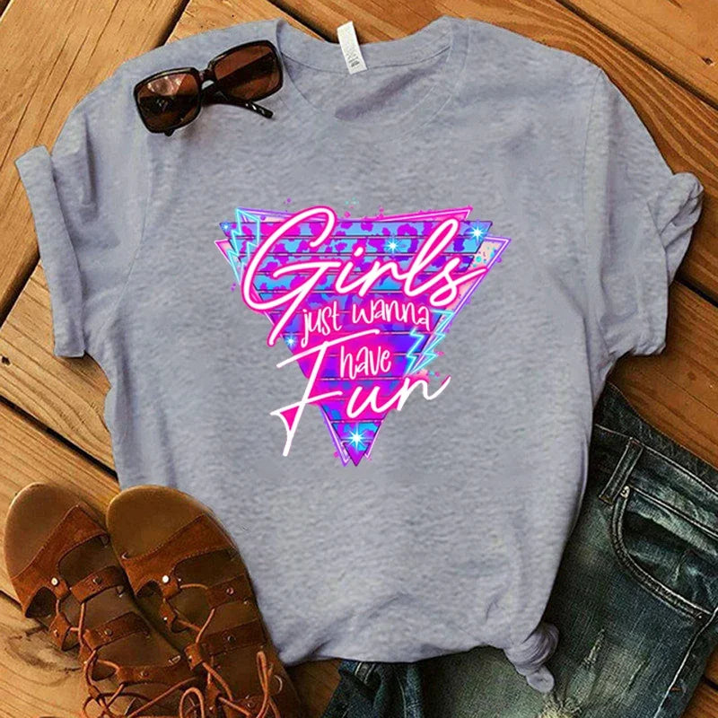 Womens T-Shirts New Funny Girls Womens T-Shirts Fashion Women Short Sleeve Cool Summer Casual Tops