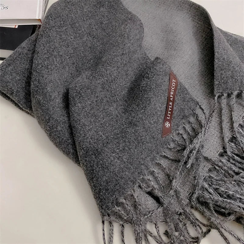 Winter Solid Color Cashmere Like Blanket Women Scarf Designer Thick Warm Pashmina Shawl Wraps With Tassel Poncho Stoles Echarpe