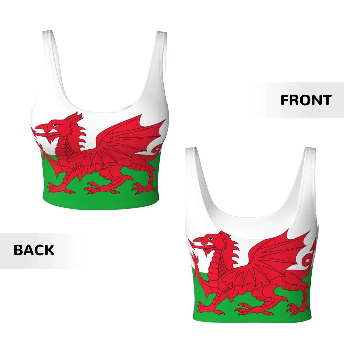 Women Sexy Sports Vest Wales Flag Female Streetwear Sport Lingerie Tee Crop Top
