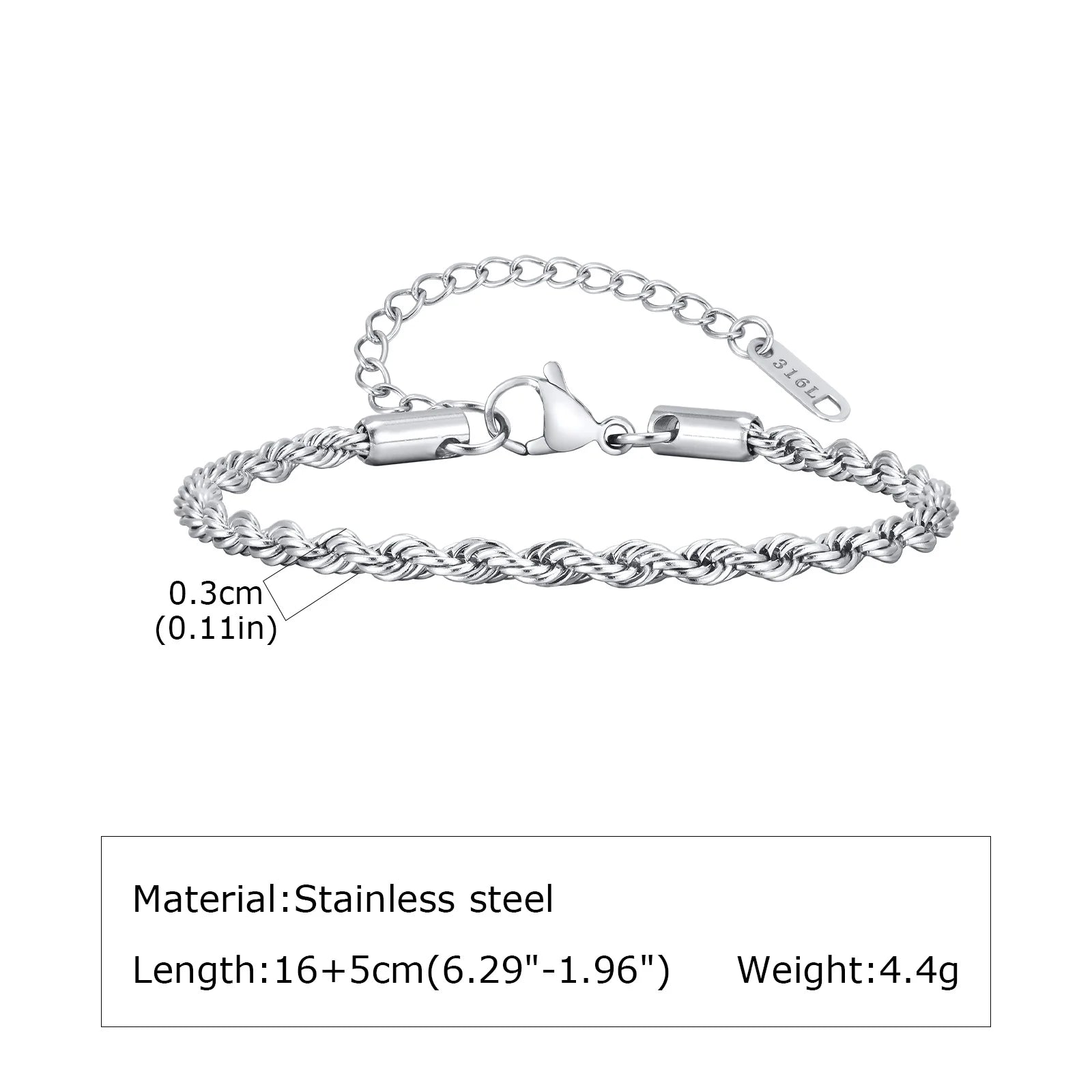 7pcs/set Simple Chain Bracelet for Men Women,Stainless Steel Silver Color Metal Chain Wristband,Basic Layered Jewelry Gift