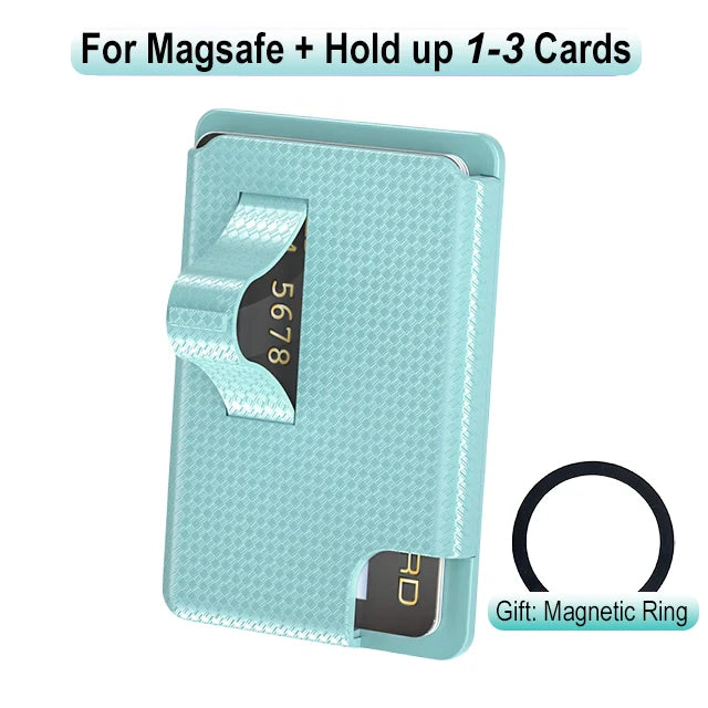 Grippopso Universal Magnetic Wallet Case Men Women Phone Card Holder Wallet With Finger Ring Holder Anti-scratch Card Case