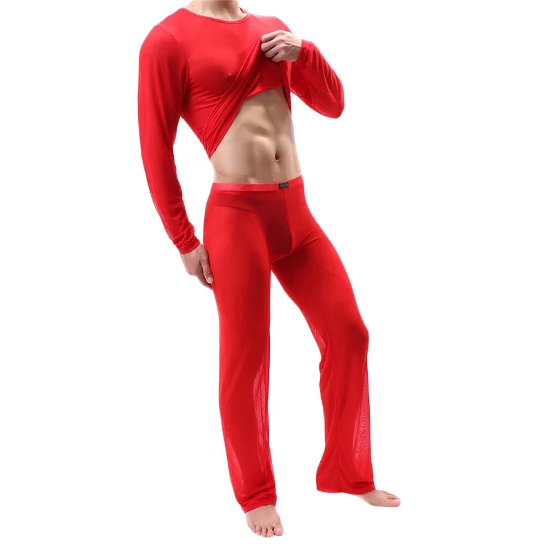 Men Long Johns Underwear Thermal Underwear Ultra-thin Tops and Pants Set Premium Quality Soft Loose Casual Long Johns