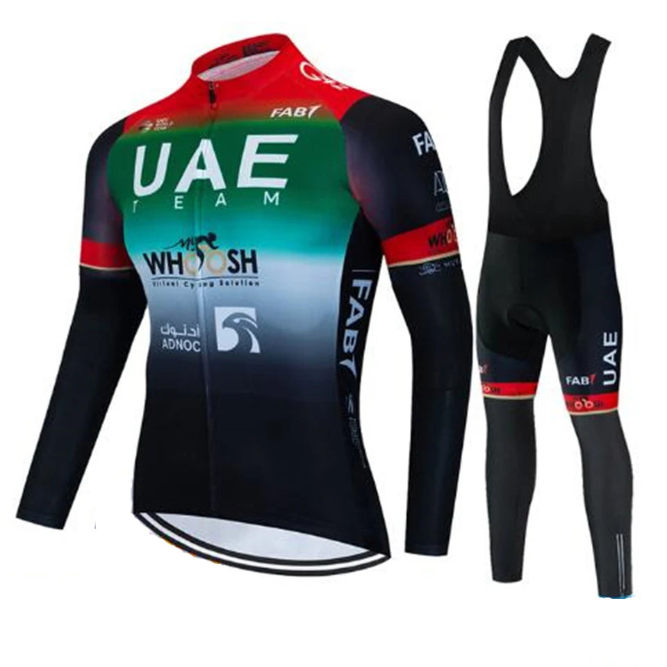2026 UAE Team Autumn Long Sleeve Cycling Jersey Set Bib Pants Ropa Ciclismo Clothing Bike Uniform Men Bicycle Clothes Mailllot