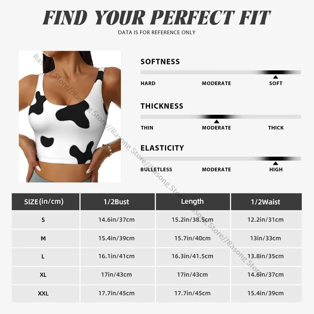 Women Sexy Sports Vest Cow Domestic Pattern Female Streetwear Sport Lingerie Tee Crop Top
