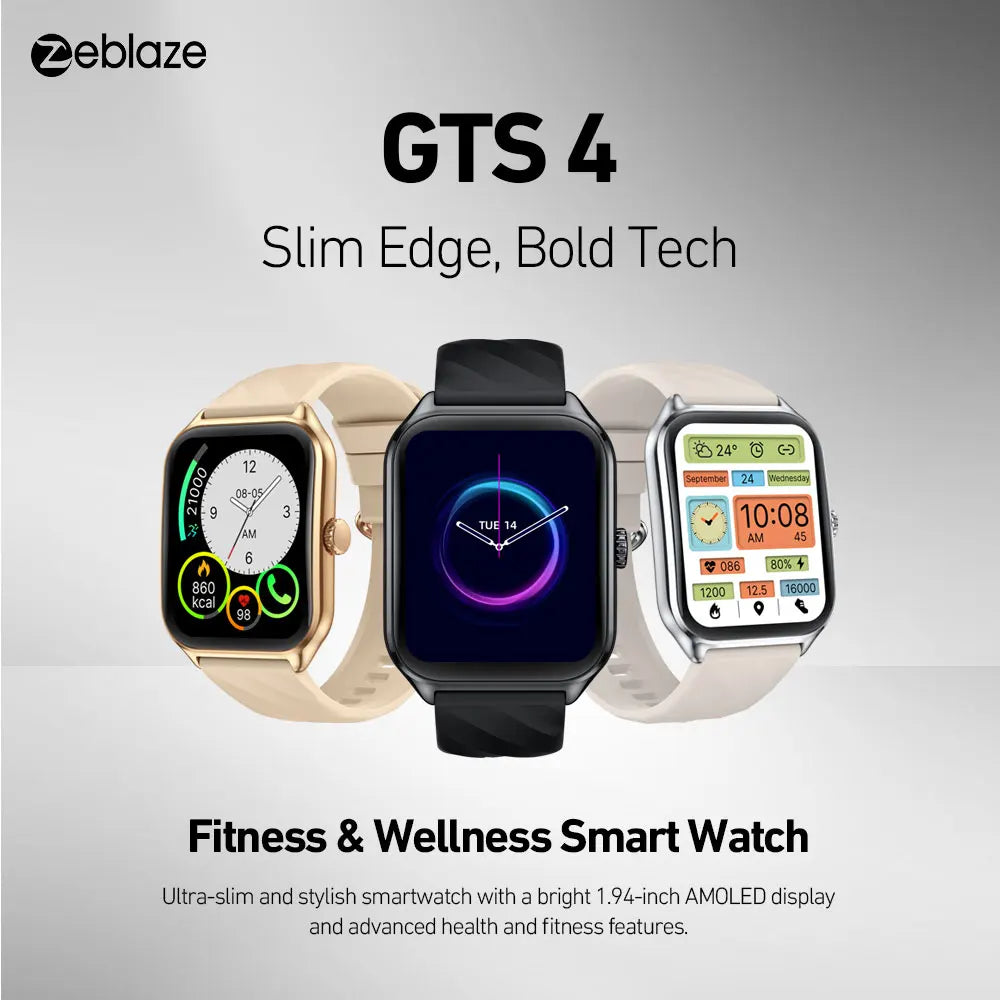 Zeblaze GTS 4 Voice Calling Smart Watch 1.94" HD AMOLED Display 100+ Sports Modes Heart Rate SpO2 Health Monitoring Smartwatch