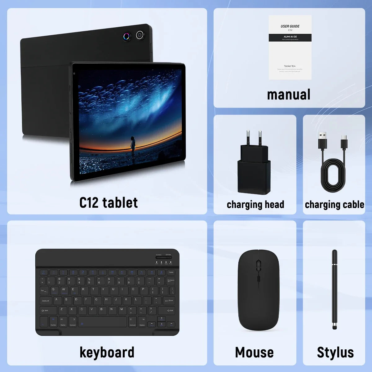 Android 15 Tablet 10.4 Inch 8-Core Processor 16GB RAM 128GB ROM 1TB TF Card Expand 5G/2.4G WiFi 5MP+8MP Camera Tablet Bundle