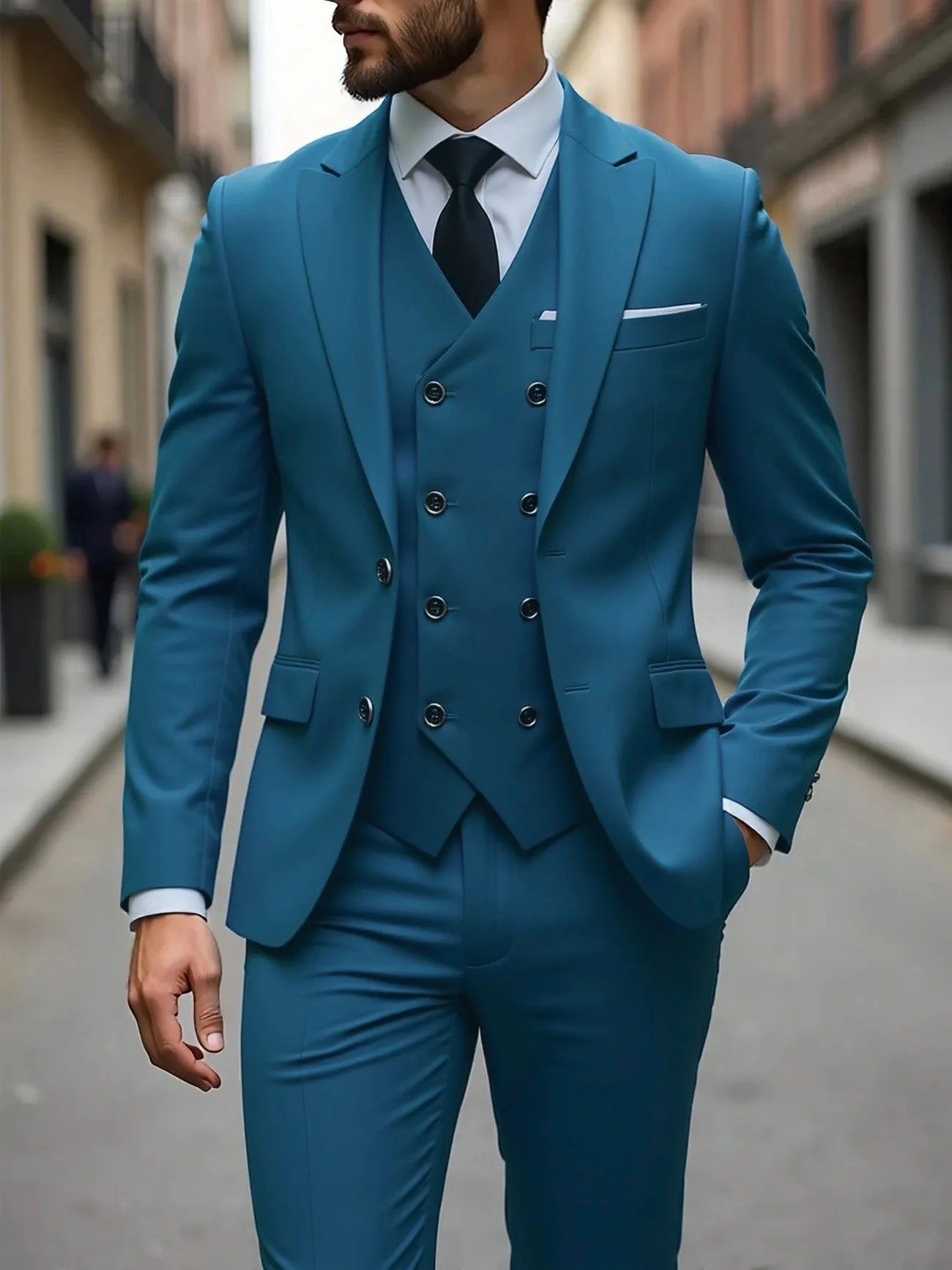 Classic Wedding Tuxedos Slim Fit Bridegroom For Men 3 Pieces Groomsmen Suit Male Formal Business Men Suits(Jacket+Vest+Pants)