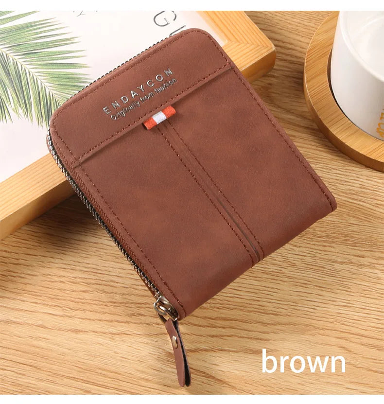 Business Bank Credit Card Holder Luxury Men Wallets Short Coin Purse Zipper Money Bag Cardholder Case Small Card Holders for Men