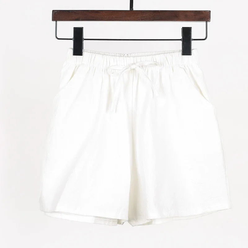 Women Summer Cotton Shorts Casual Solid Pockets Basic Shorts Elastic Waist loose shorts Soft Cool female Outwear Shorts