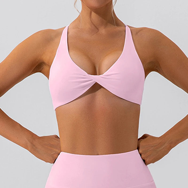 Sexy Gym Top Women Crease Sports Bra Running Back Cross Yoga Bra Breathable Sports Underwear Women Fitness Workout Top Women