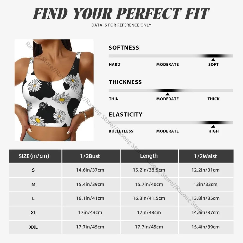 Women Sexy Sports Vest Cow Domestic Pattern Female Streetwear Sport Lingerie Tee Crop Top