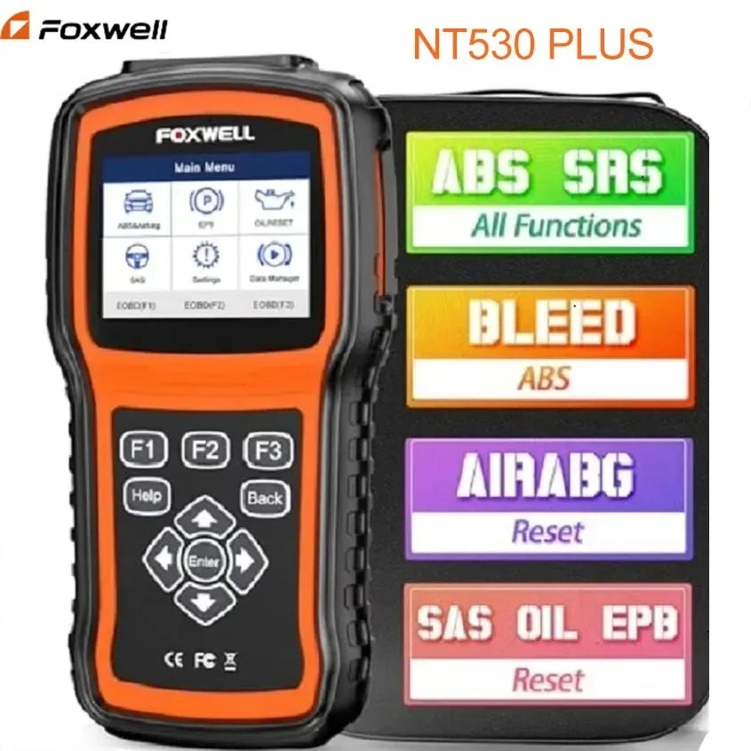 FOXWELL NT530 Plus OBD2 Scanner Oil, ABS, EPB Code Reader Automotive OBD2 SRS Airbag Diagnostic and ABS Brake Bleed Scan Tool