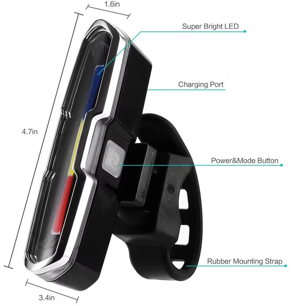 Bike Light Taillight LED Ultra Bright USB Charging Safety Warning Bicycle Rear Light Night Riding Tail Light Cycling Accessories