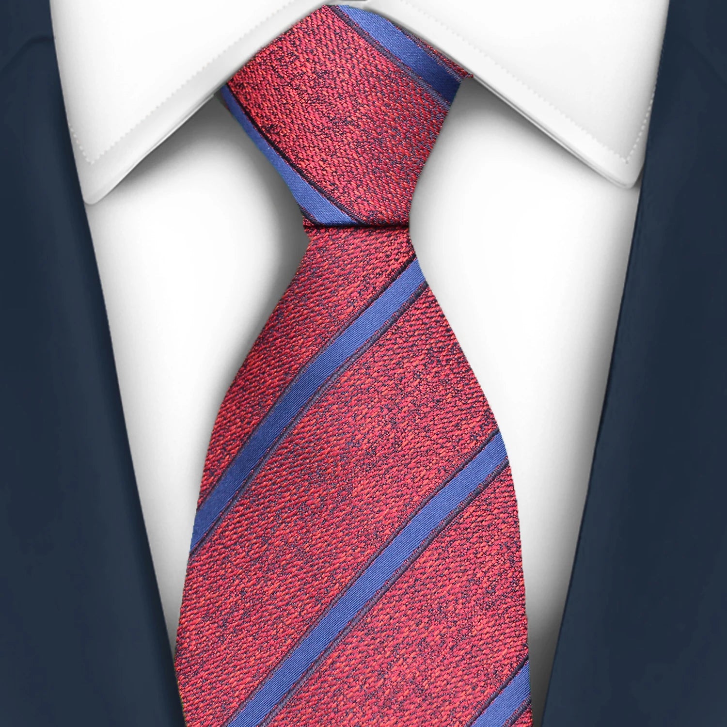Luxury 7CM Mens Tie Necktie Red Green Stripes Solid Tie For Man Groom Jacquard Woven Neck Tie For Business Wedding Party