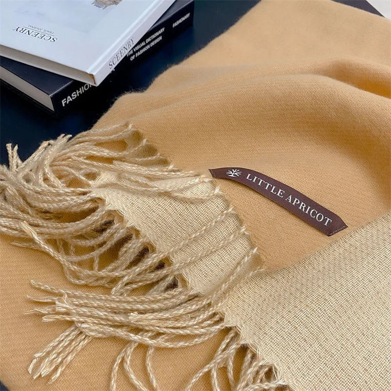 Winter Solid Color Cashmere Like Blanket Women Scarf Designer Thick Warm Pashmina Shawl Wraps With Tassel Poncho Stoles Echarpe