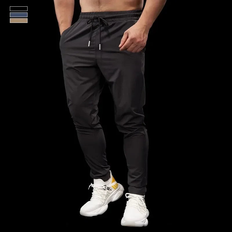 Summer Men Sports Pants Quick-drying Trousers Gym Fitness Slim Casual Thin Cuffed Small-leg Pants Running Basketball Breathable