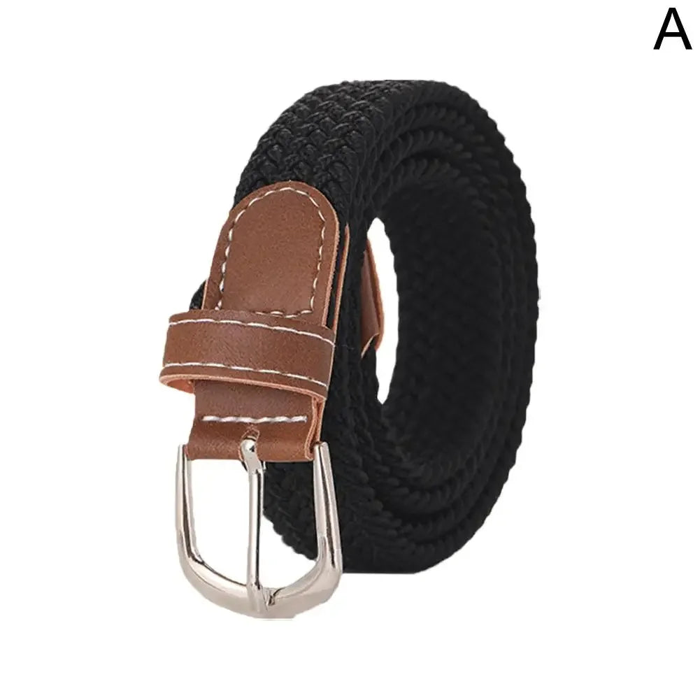 100cm Casual Knitted Pin Buckle Men Belt Woven Canvas Elastic Expandable Braided Stretch Belts For Women Jeans Female Belt