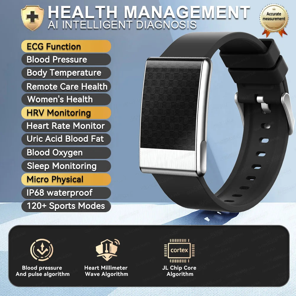 New Uric Acid Blood lipids Smart Bracelet Men ECG Blood Pressure Heart Rate Call Reminder Health Smart Bracelet No Screen Design